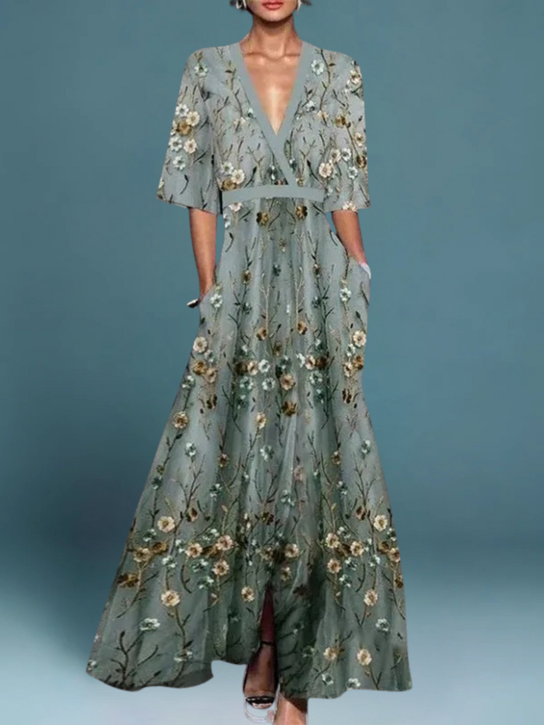 Océane – Elegante Lange Bloemenjurk