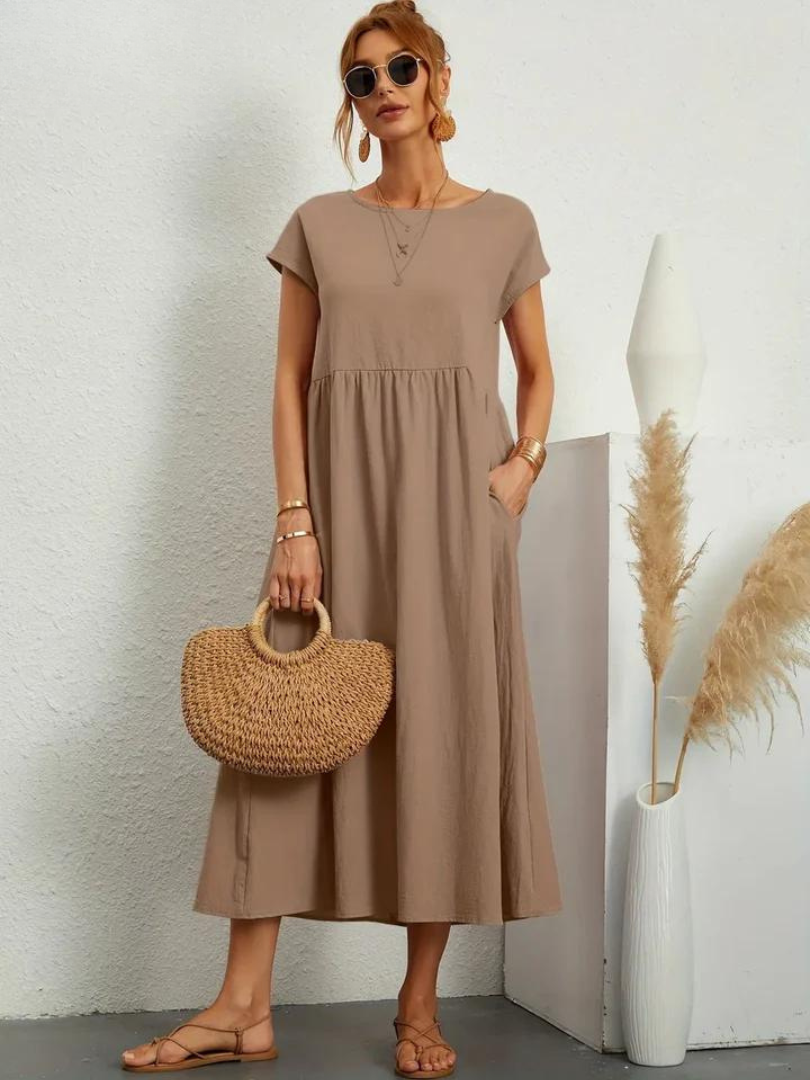Ruby™ | Elegante Essentiële Jurk van Katoen en Linnen
