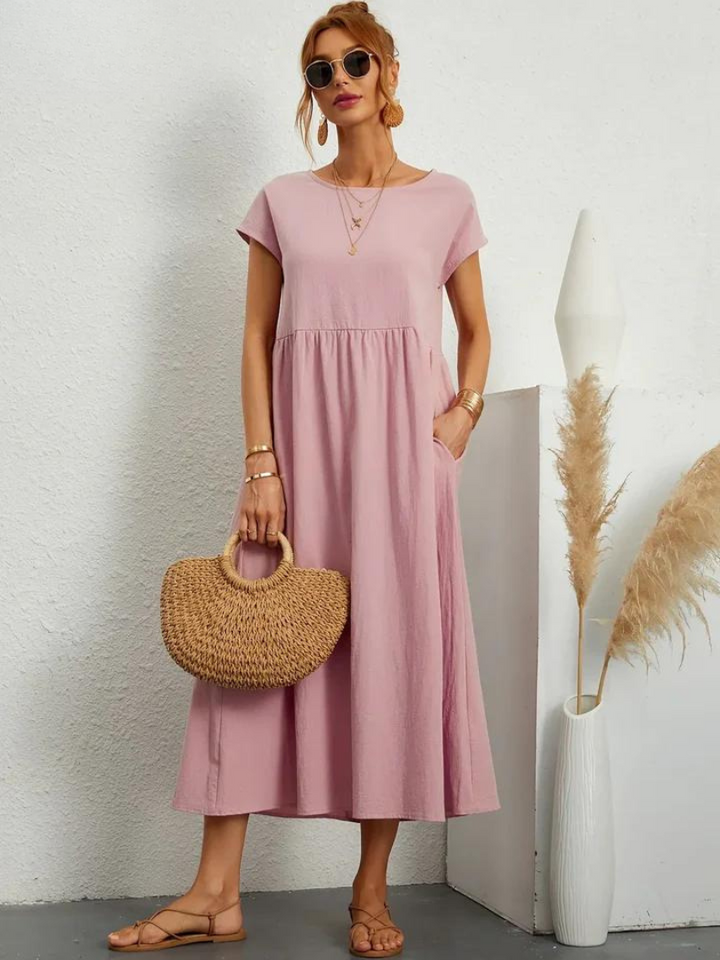 Ruby™ | Elegante Essentiële Jurk van Katoen en Linnen