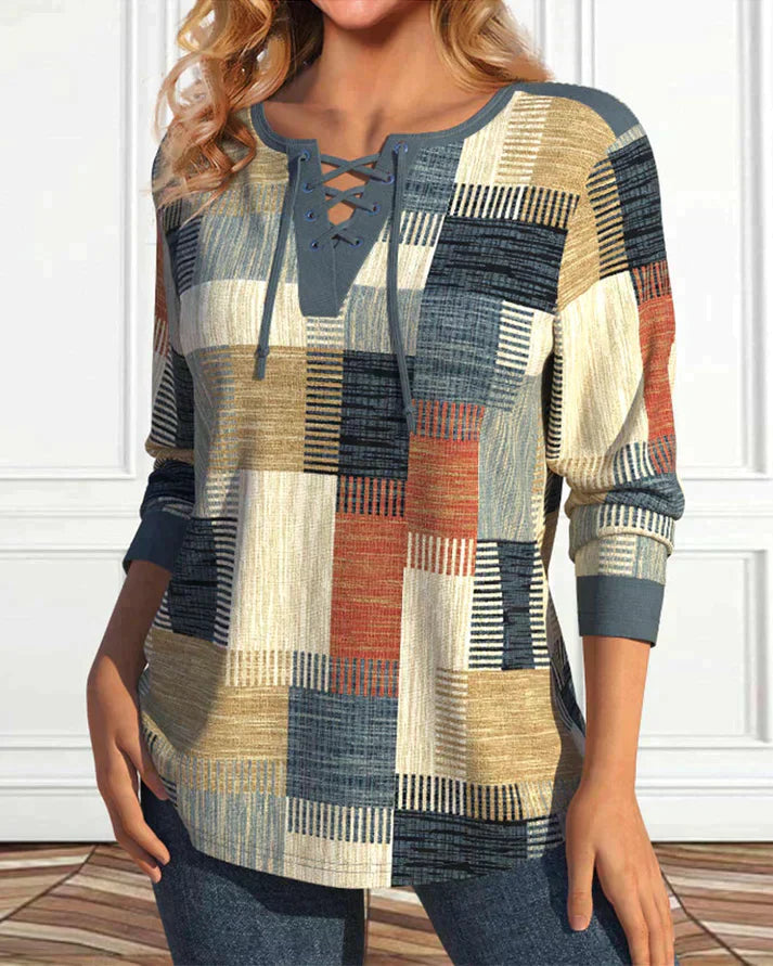 Top met geometrische print