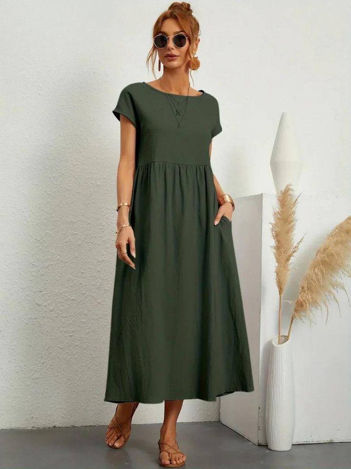 Ruby™ | Elegante Essentiële Jurk van Katoen en Linnen