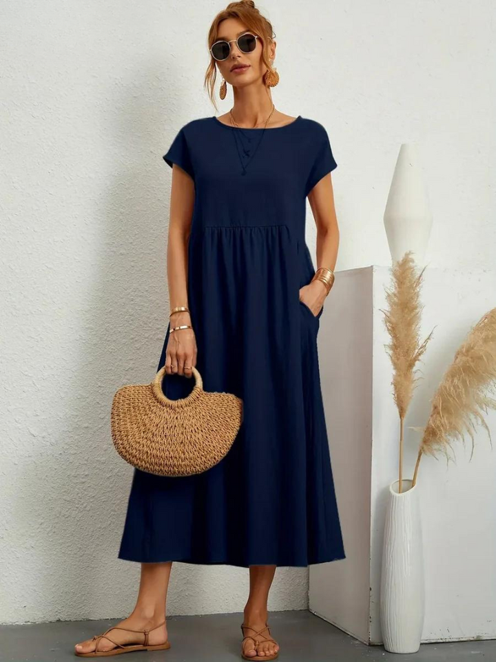 Ruby™ | Elegante Essentiële Jurk van Katoen en Linnen