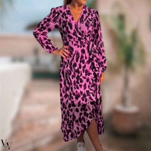 Elena™ | Robe Léopard avec Décolleté en V