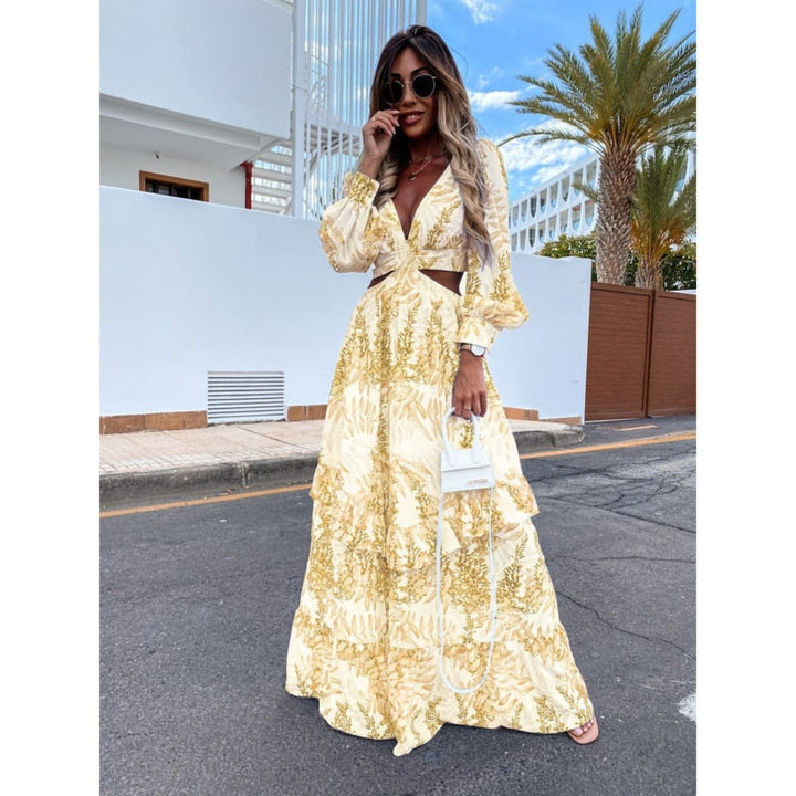 Alazne - Robe Maxi Élégante avec Découpes Raffinées